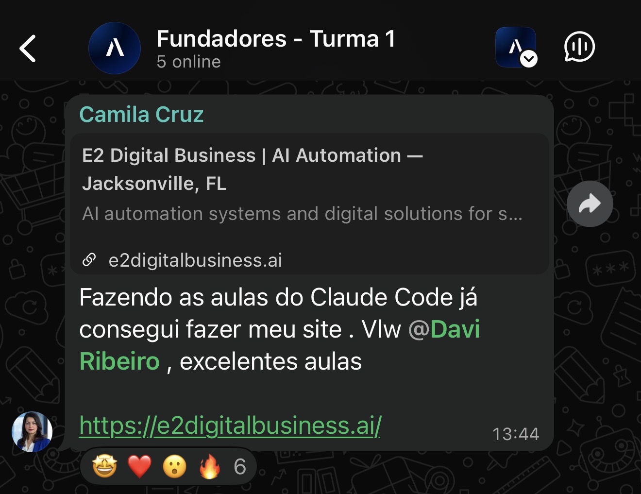 Depoimento de aluna