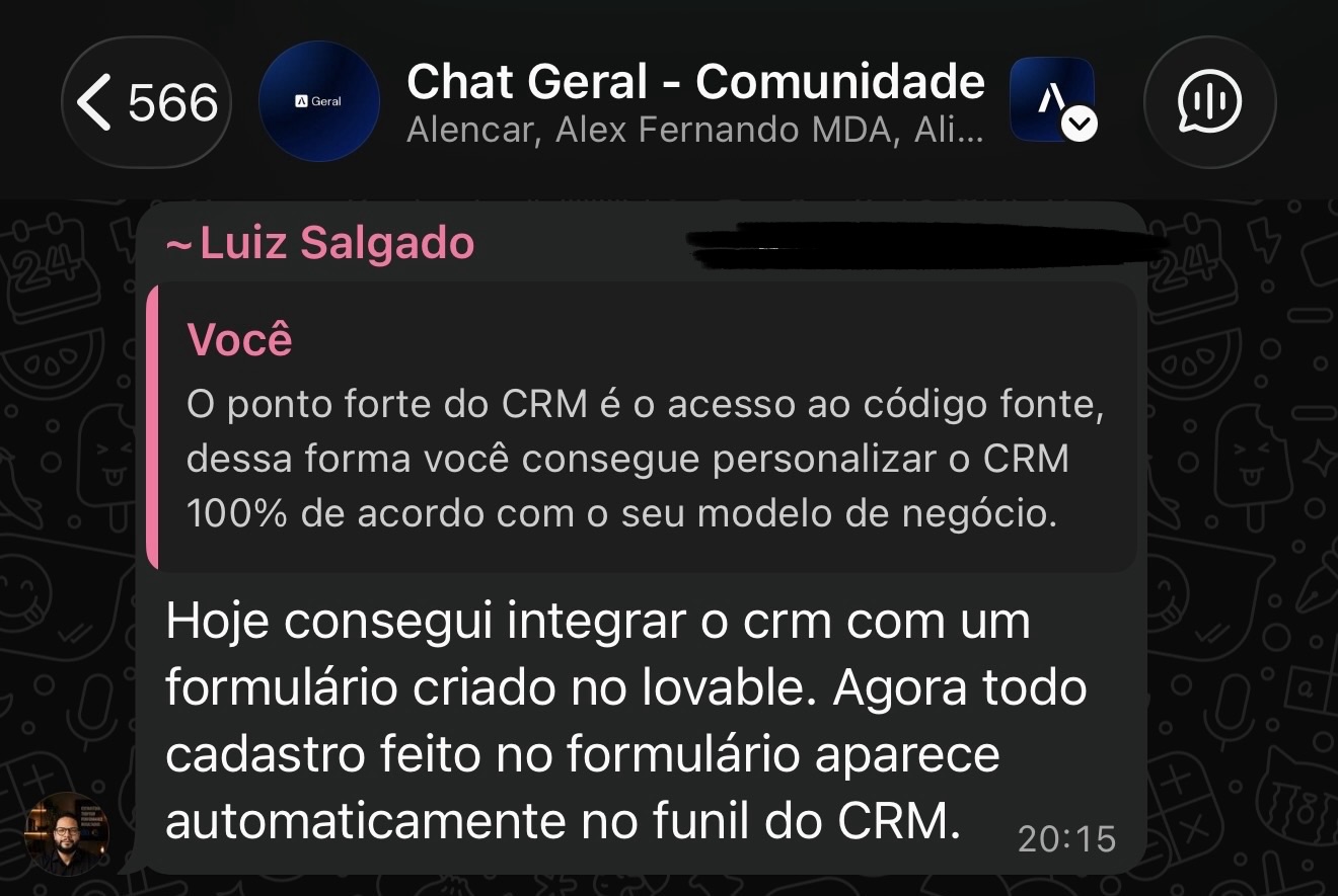 Depoimento de aluno sobre personalizar o CRM