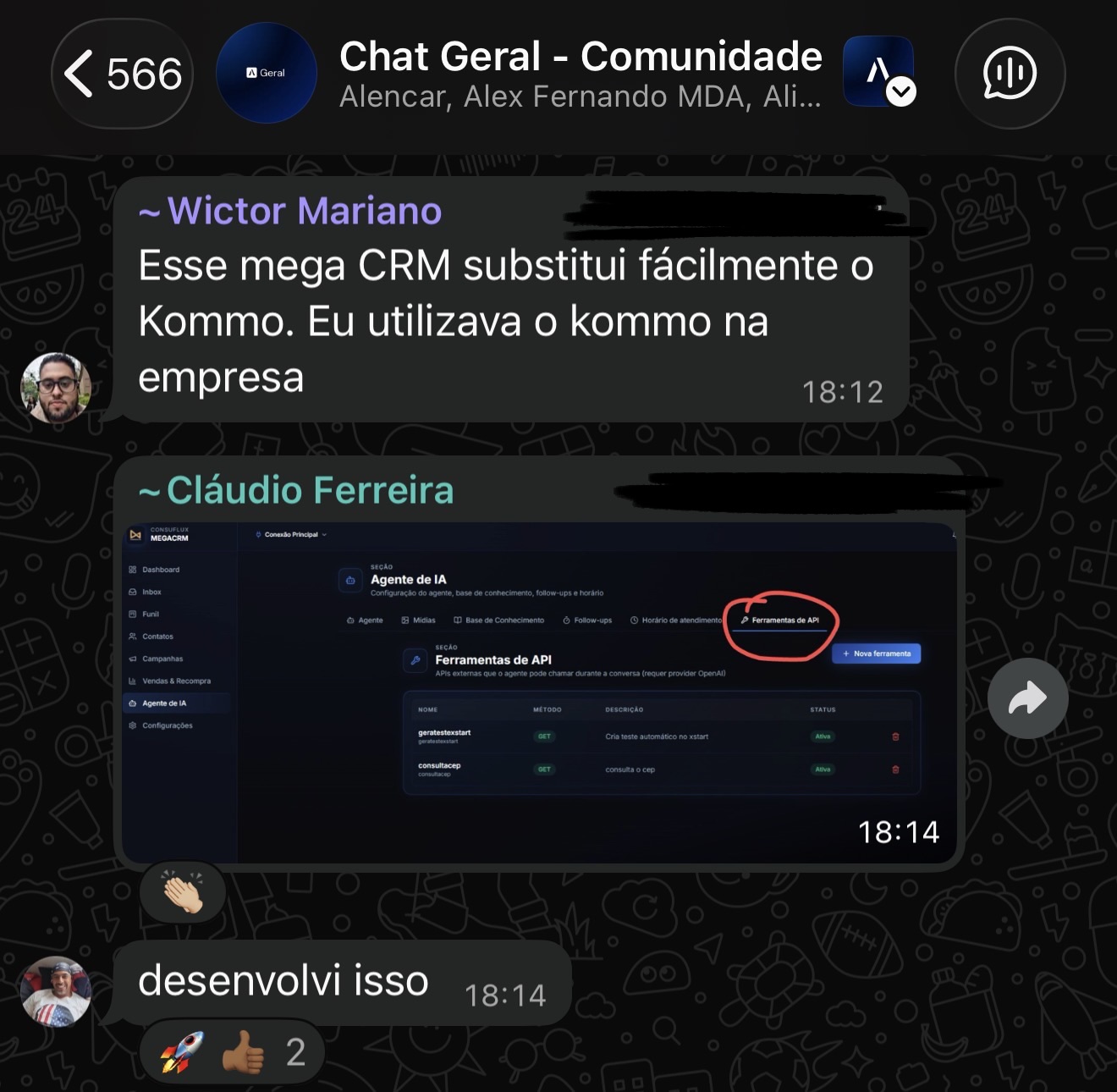 Depoimento de aluno sobre substituir o Kommo
