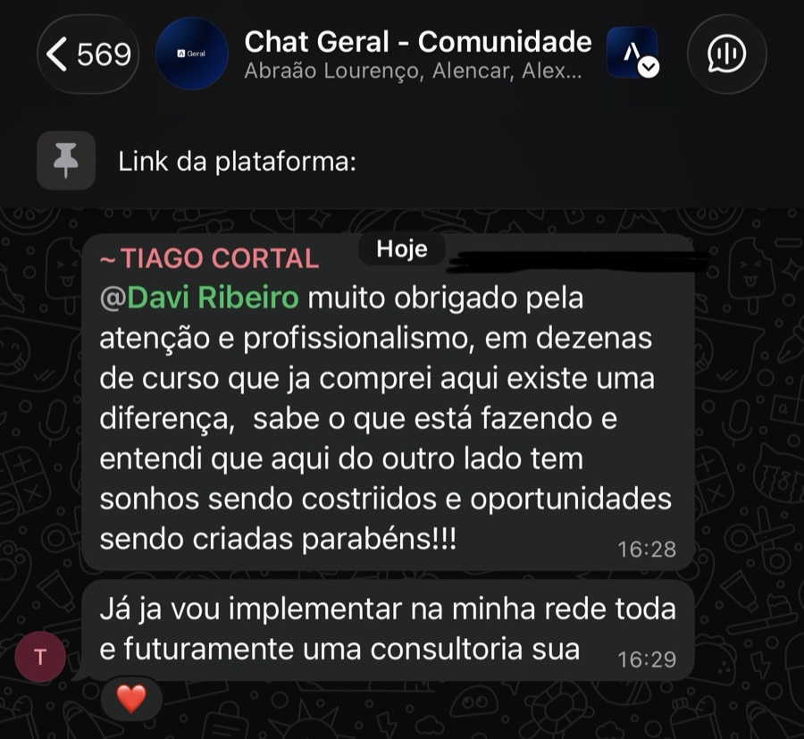 Depoimento do aluno Tiago sobre a diferença do curso e implementação na rede toda